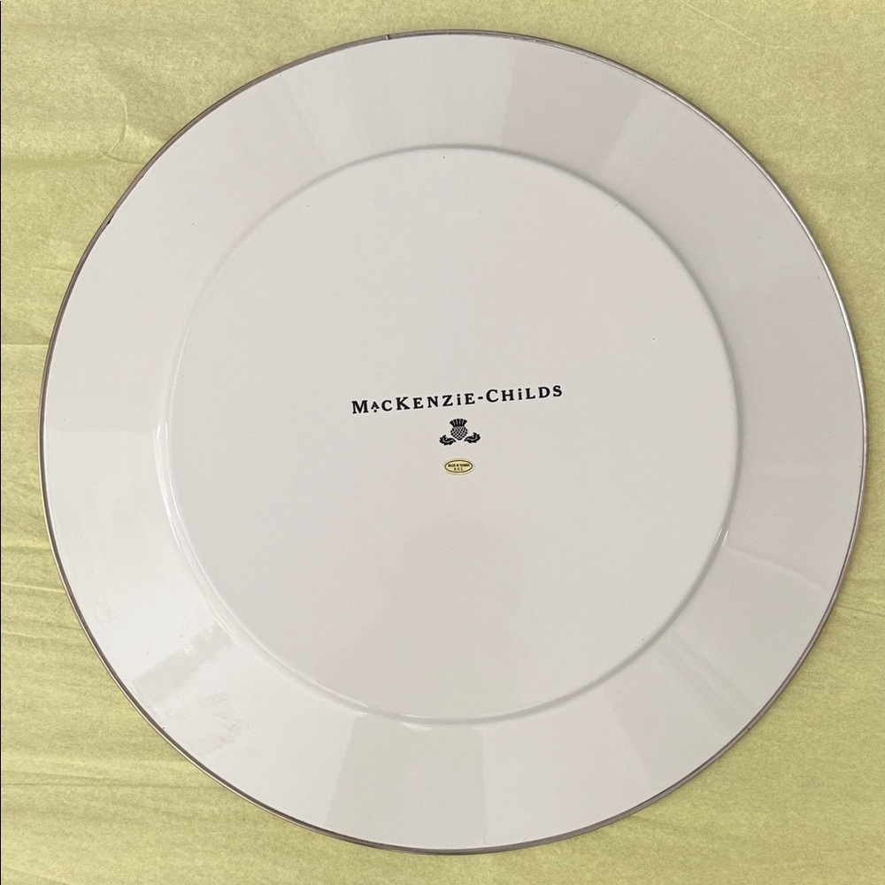 Mackenzie Childs Buttercup Yellow Polka Dot Charger Plate Platter 16in RARE - Picture 3 of 8